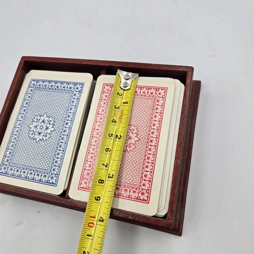 VTG Mallard‎ Duck Wood Box Trinket Holder & 2 Full Small Card Decks Decoy Decor